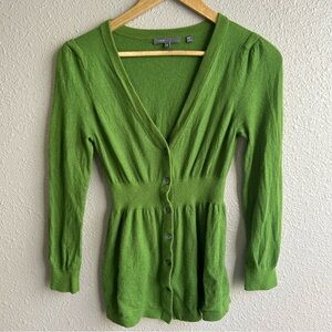 Vince cashmere v-neck green cardigan sweater‎